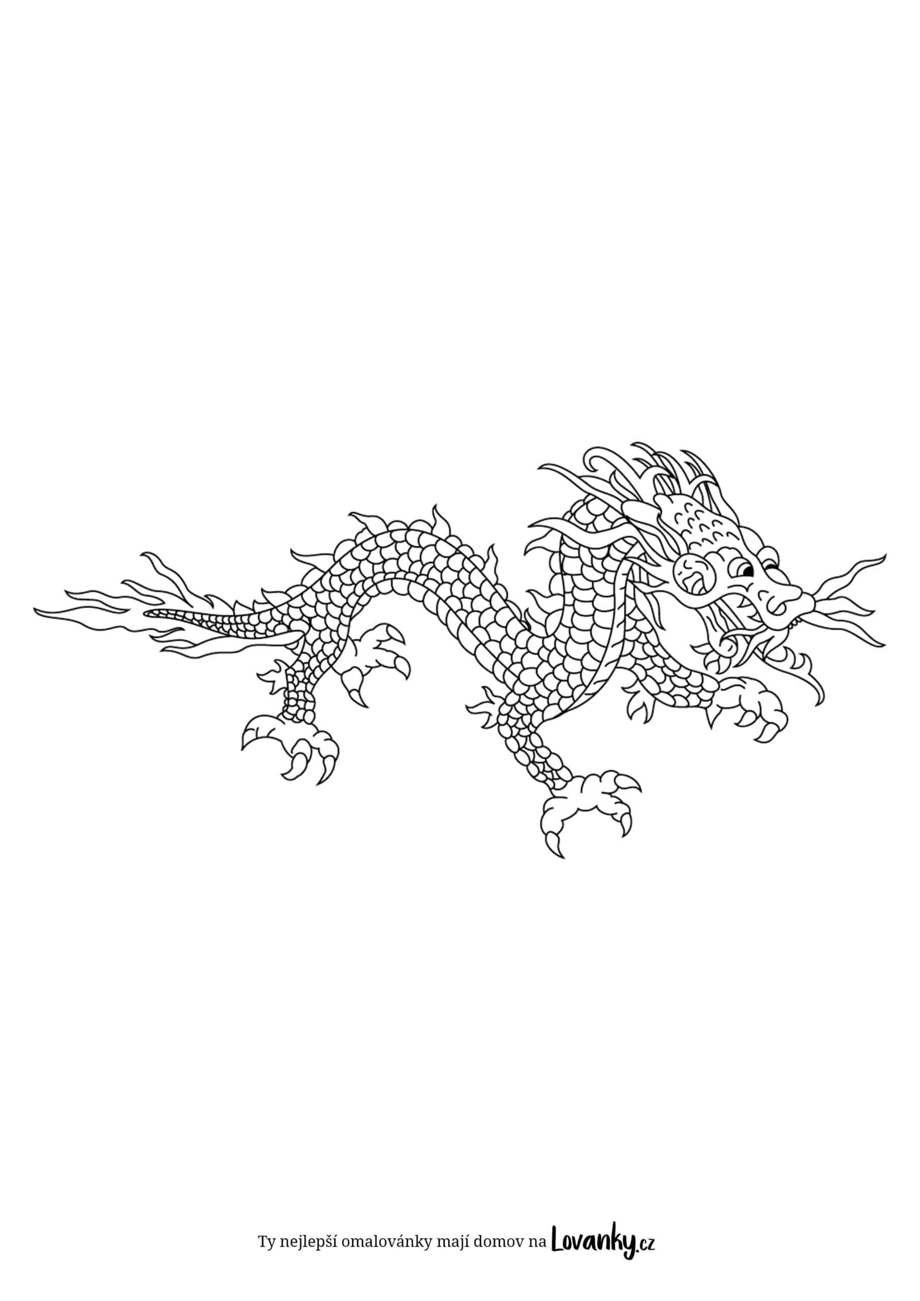 Jednoduchý čínský drak omalovánky