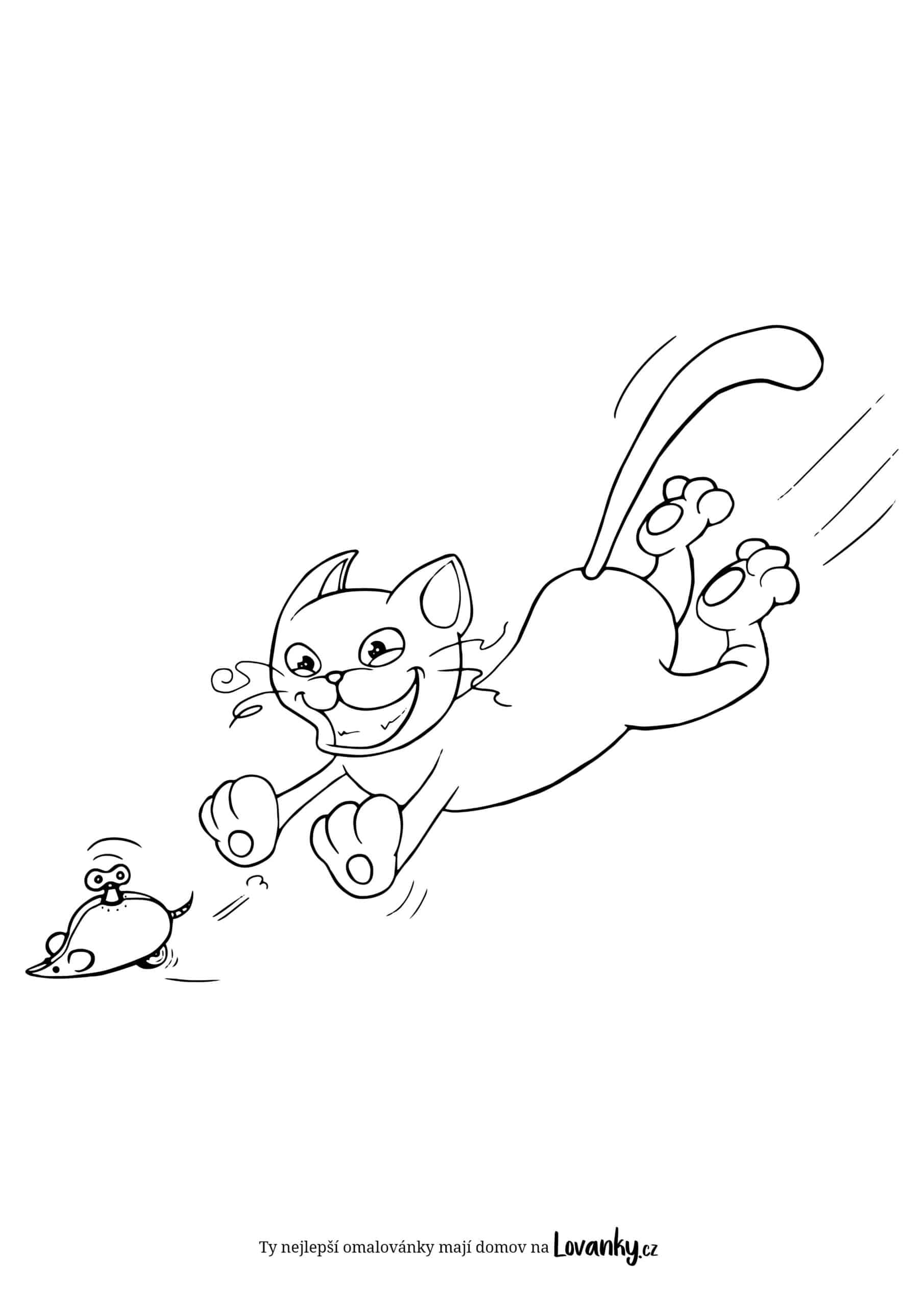 Kočka s myší omalovánky