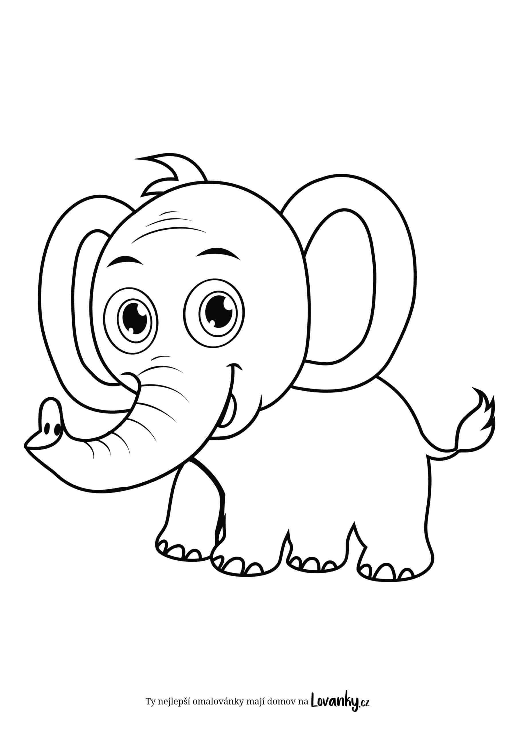 Kreslený slon omalovánky