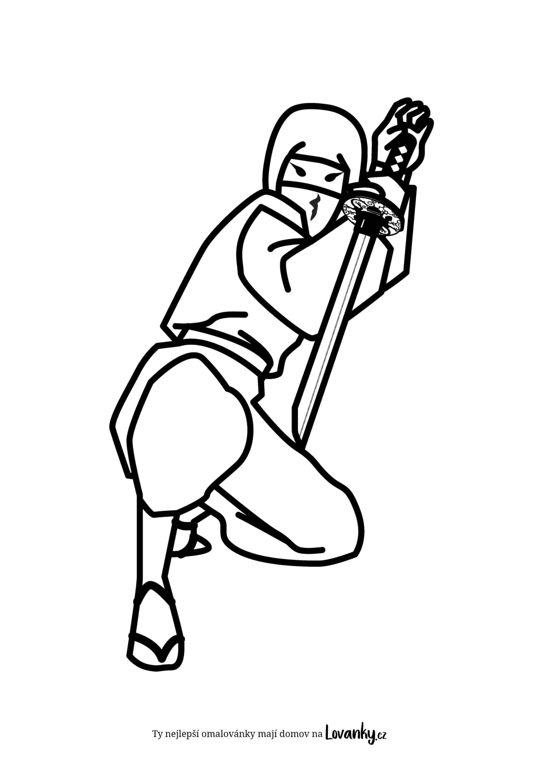 Ninja s katanou omalovánky