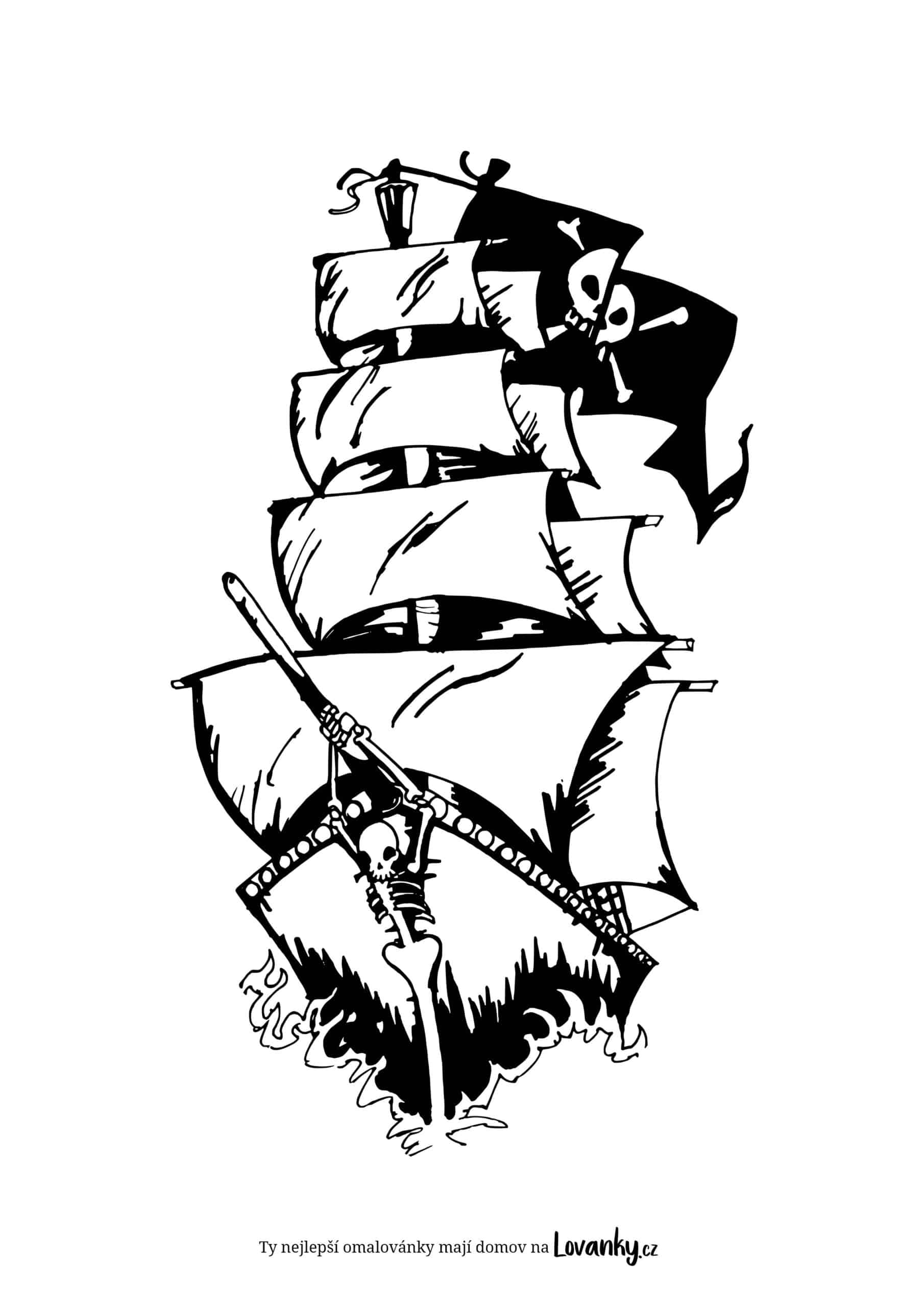 Pirátská loď omalovánky