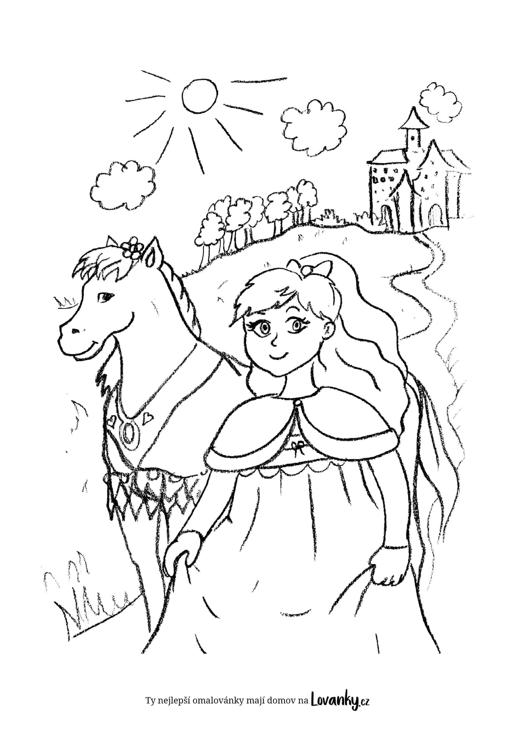 Princezna s koníkem omalovánky