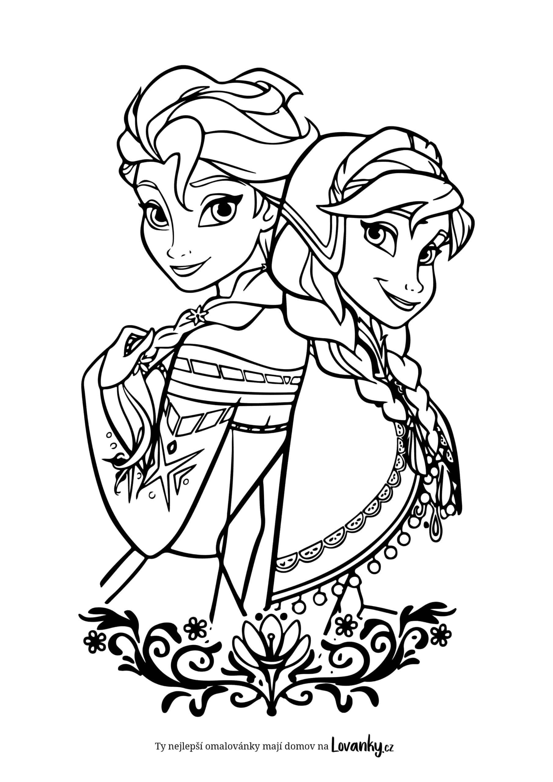 Princezna Elsa a Anna omalovánky