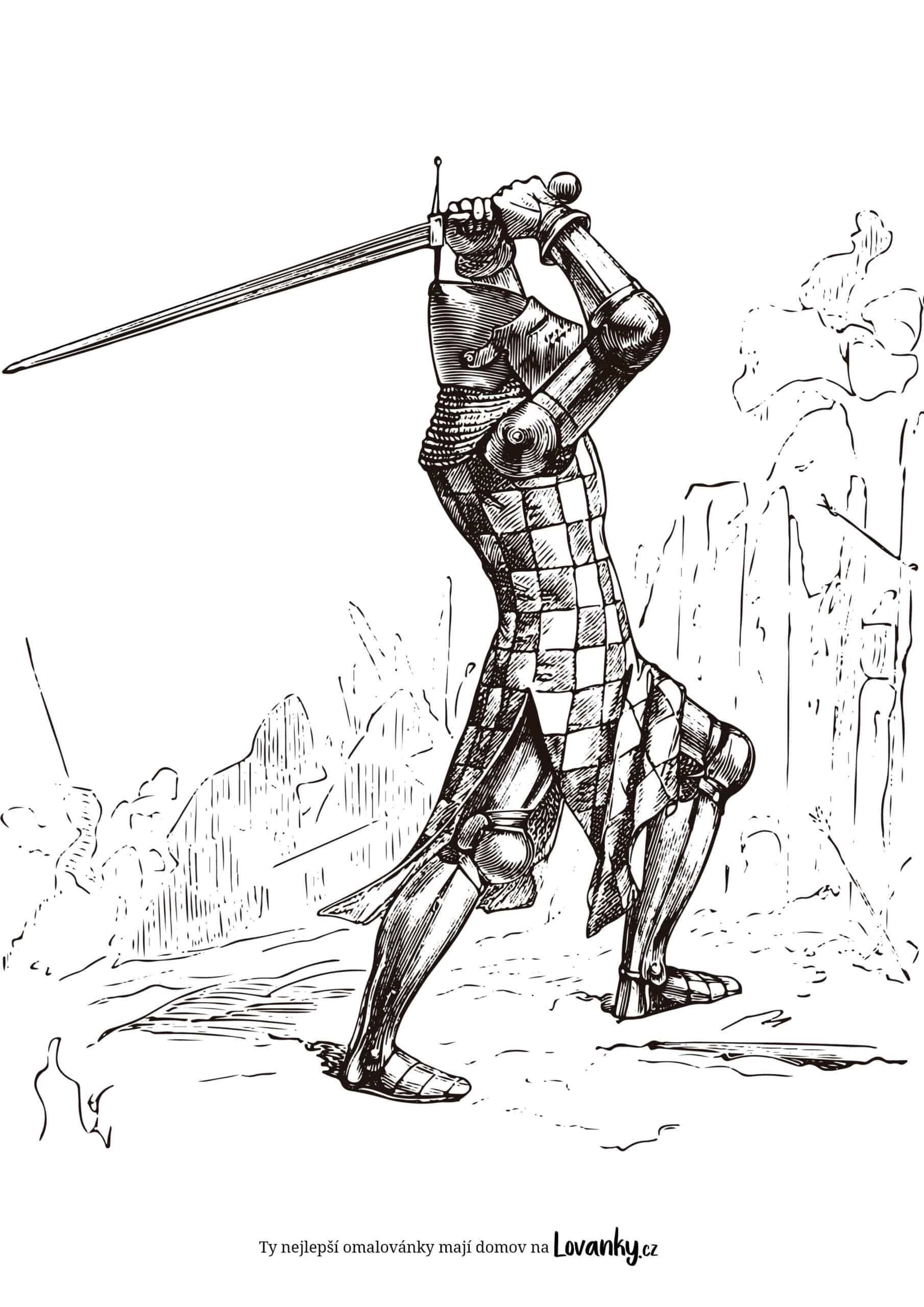 Rytíř s obouručním mečem omalovánky