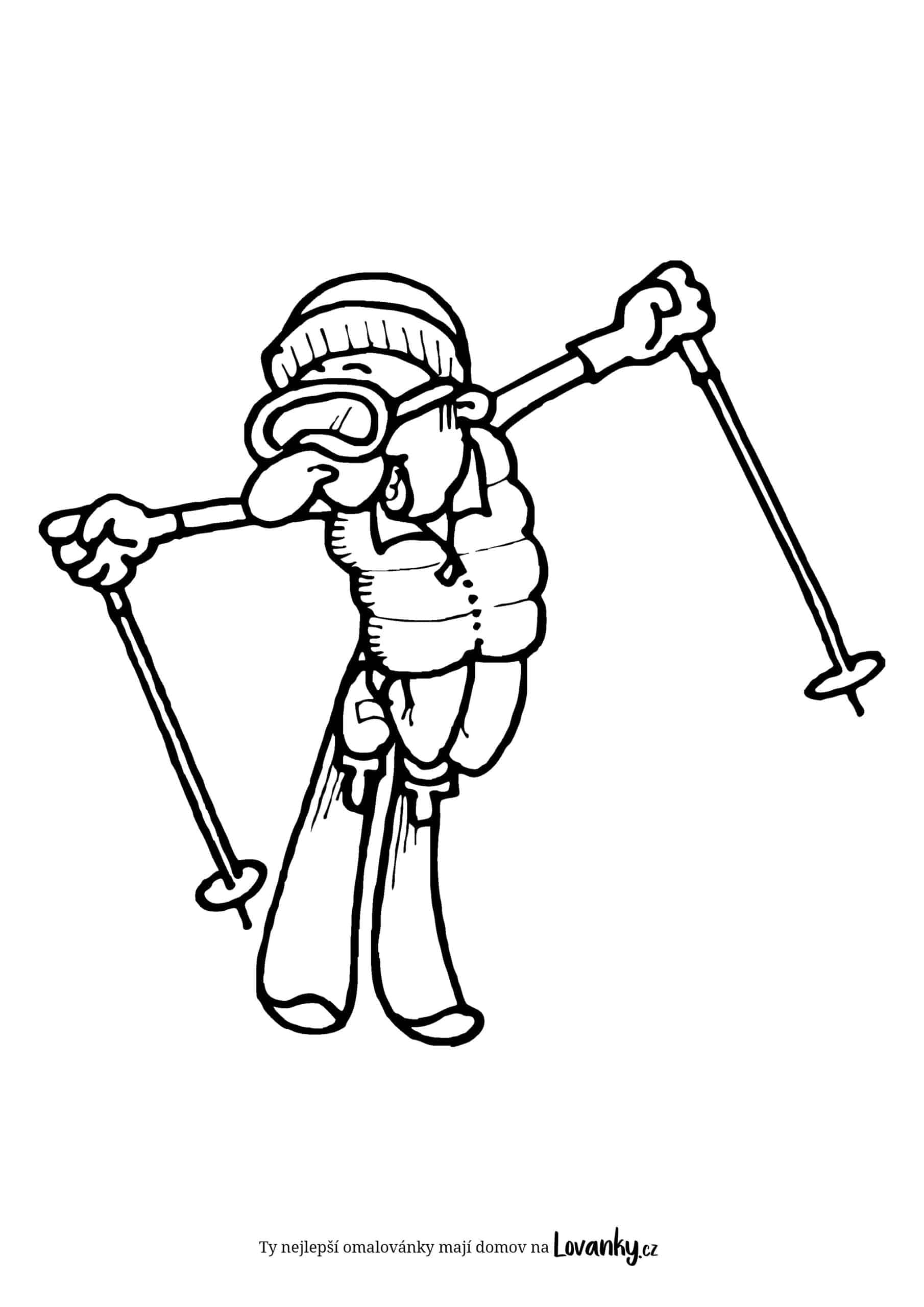 Kreslený lyžař omalovánky