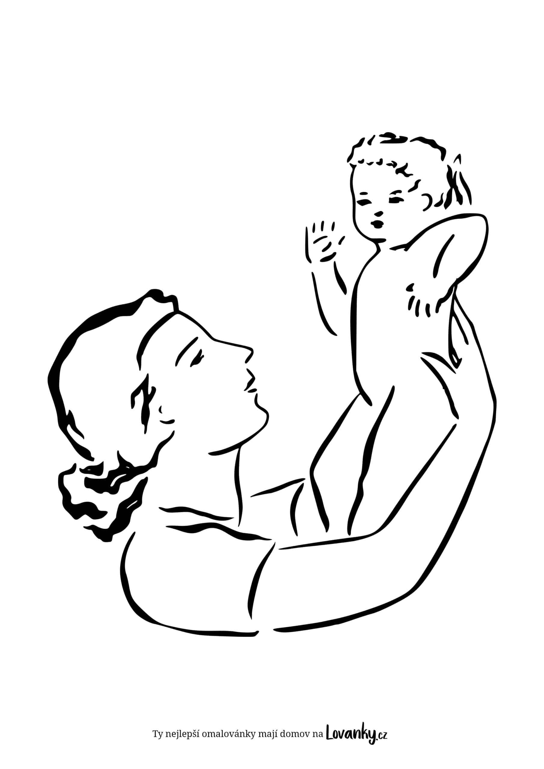 Maminka a dítě omalovánky