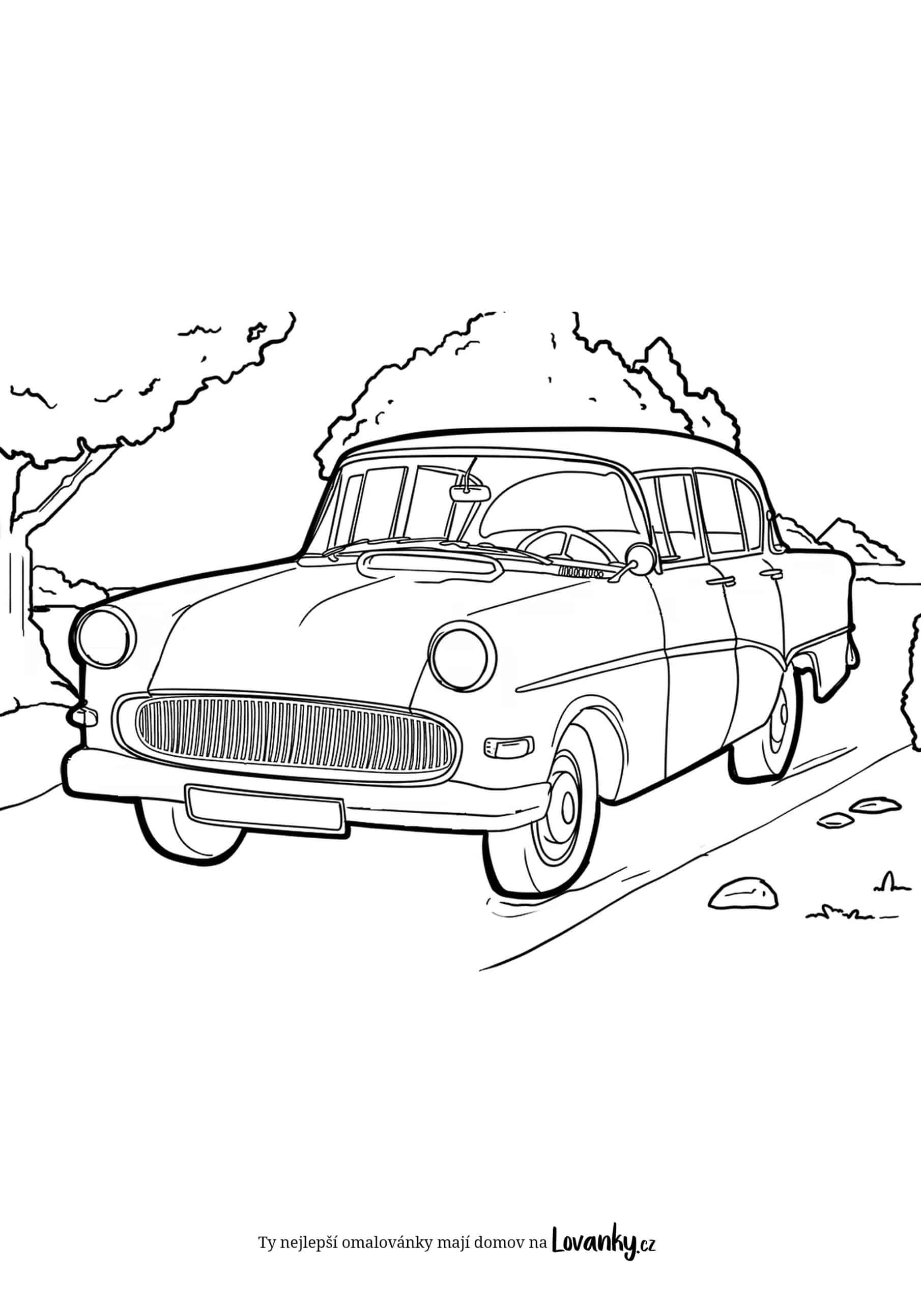 Staré auto na cestě omalovánky