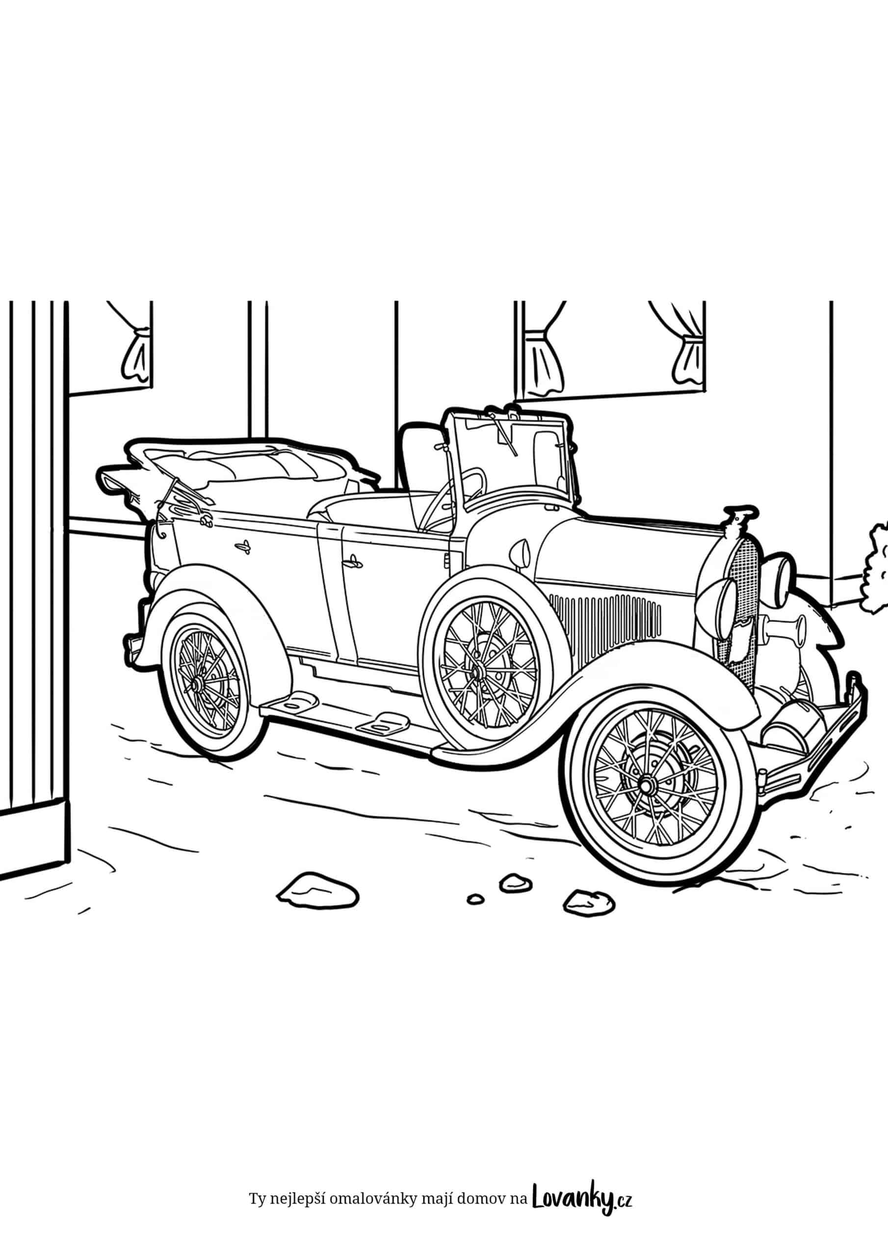 Staré auto na ulici omalovánky
