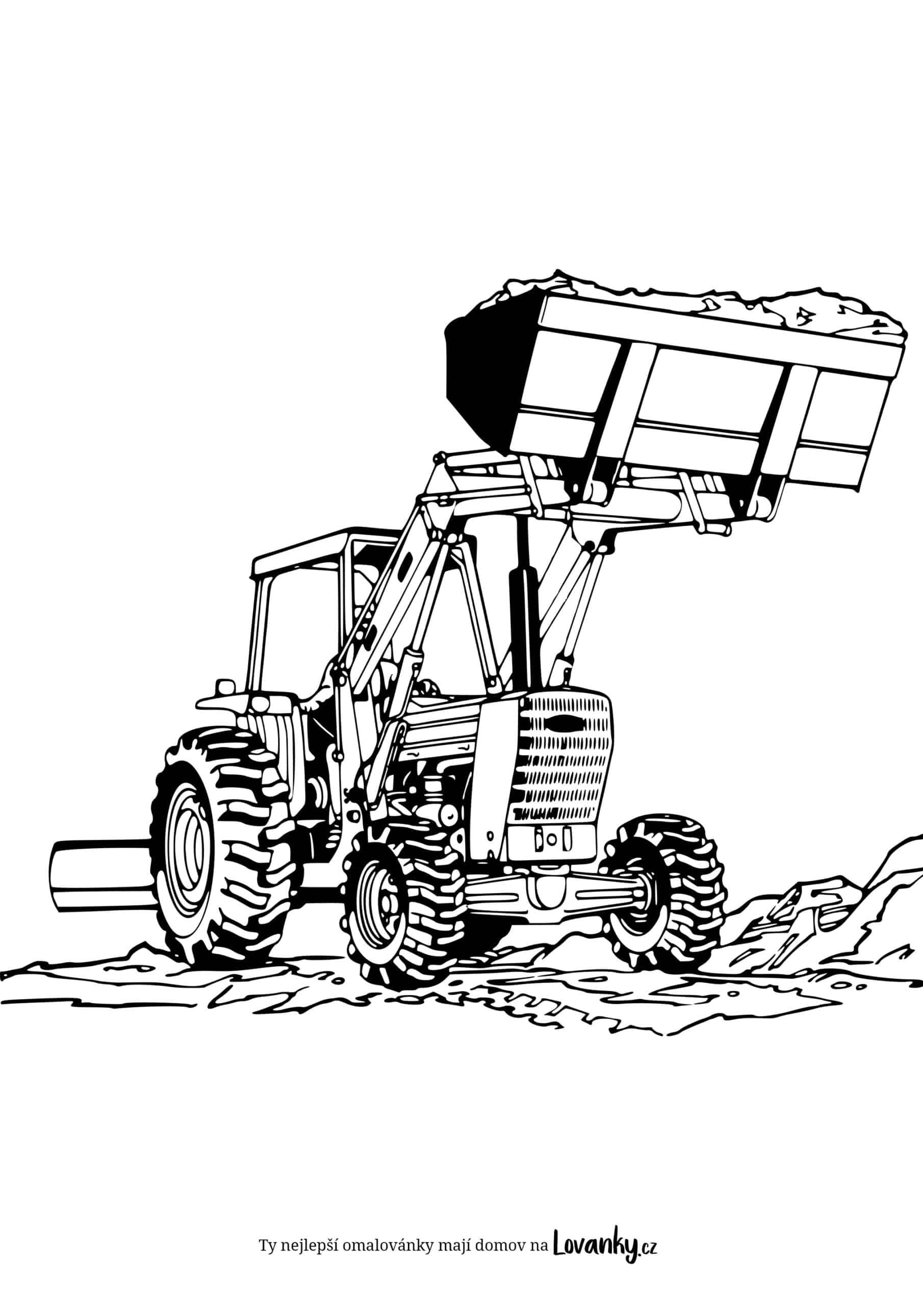 Traktor bagr omalovánky
