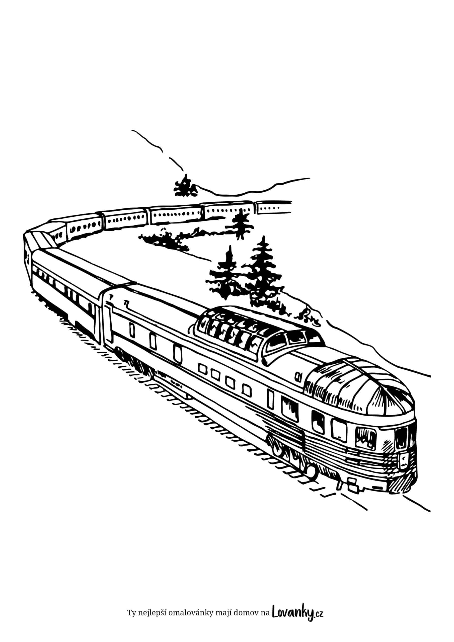 Vlak na trati omalovánky