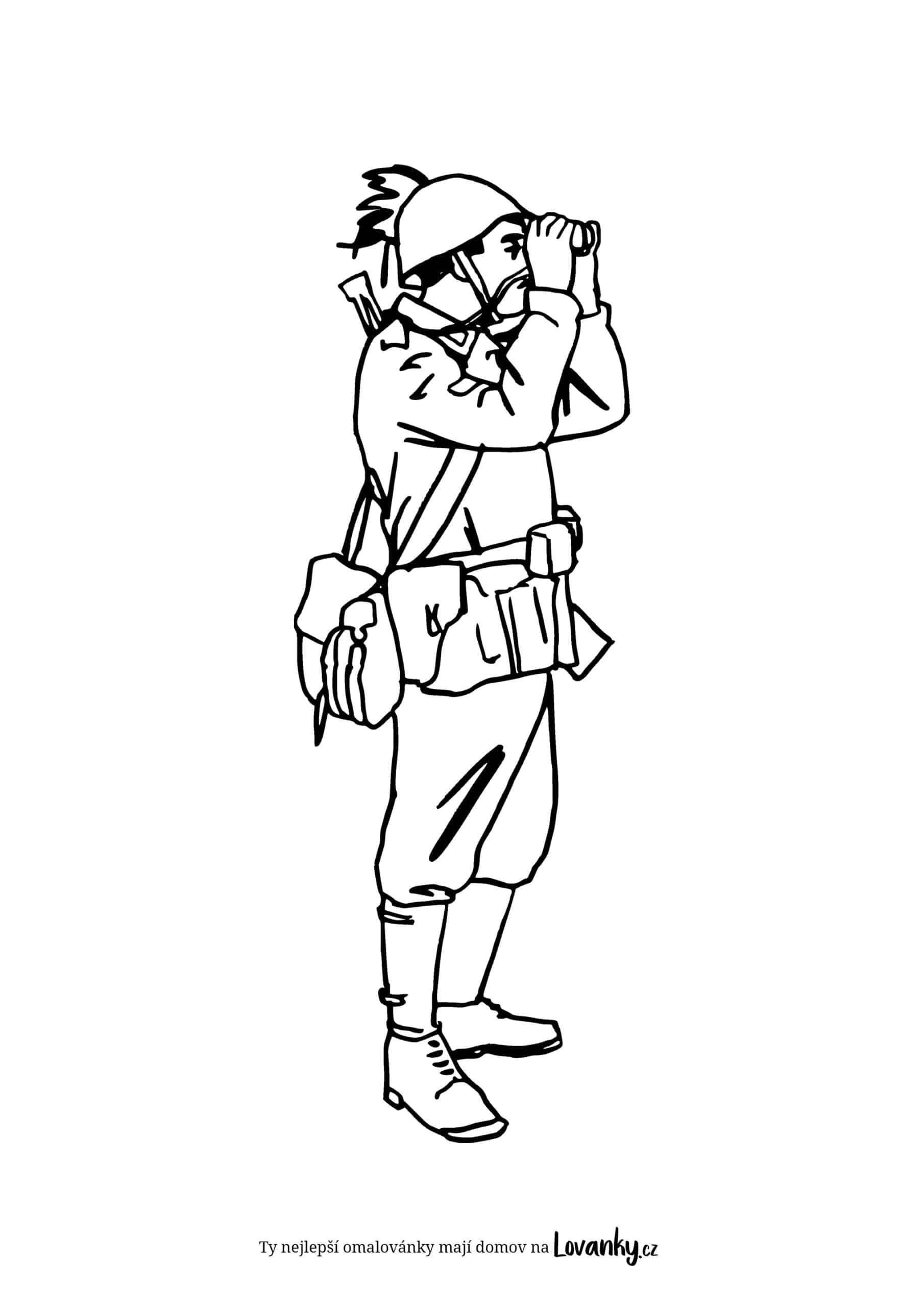 Voják s dalekohledem omalovánky