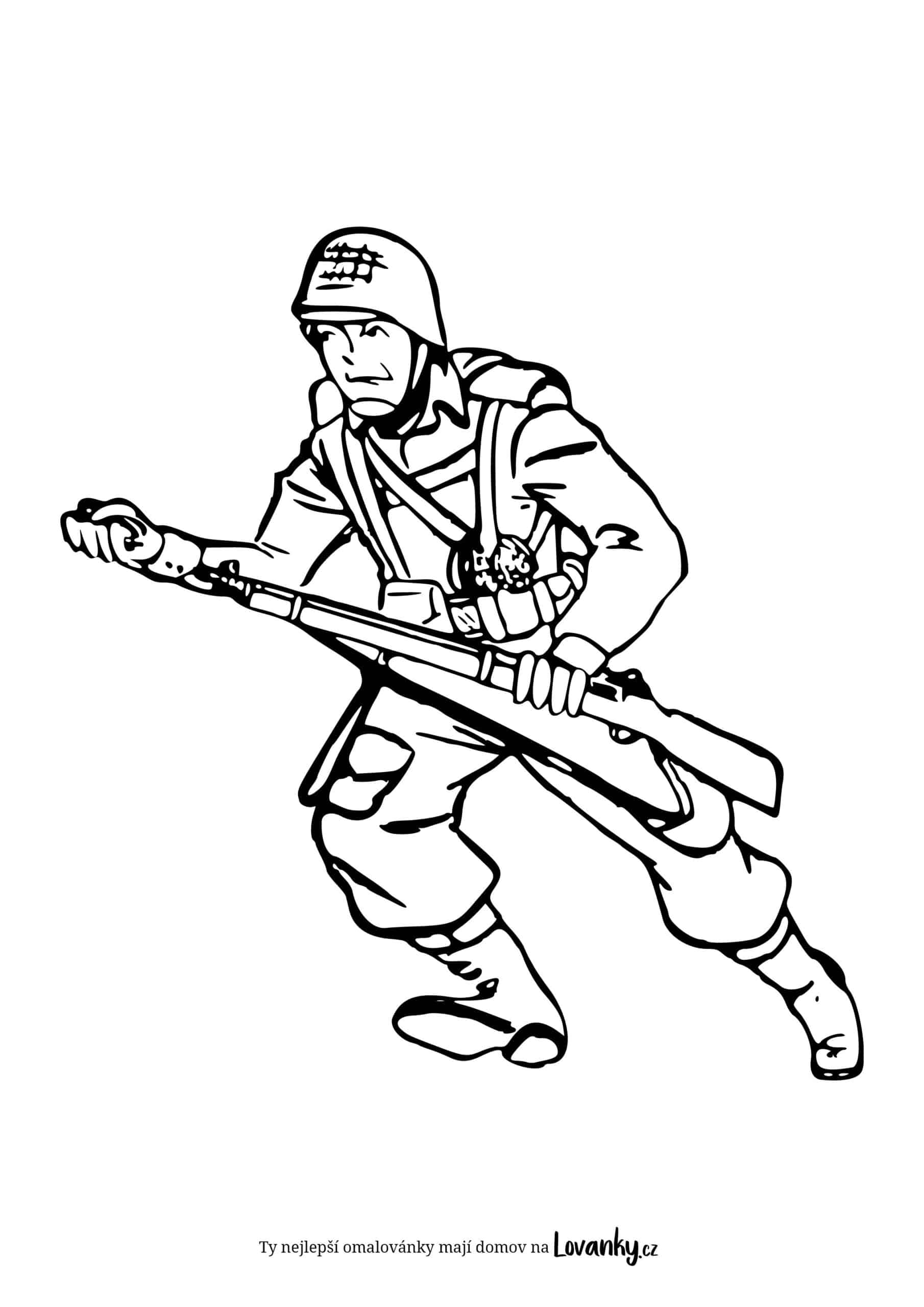 Voják se zbraní omalovánky