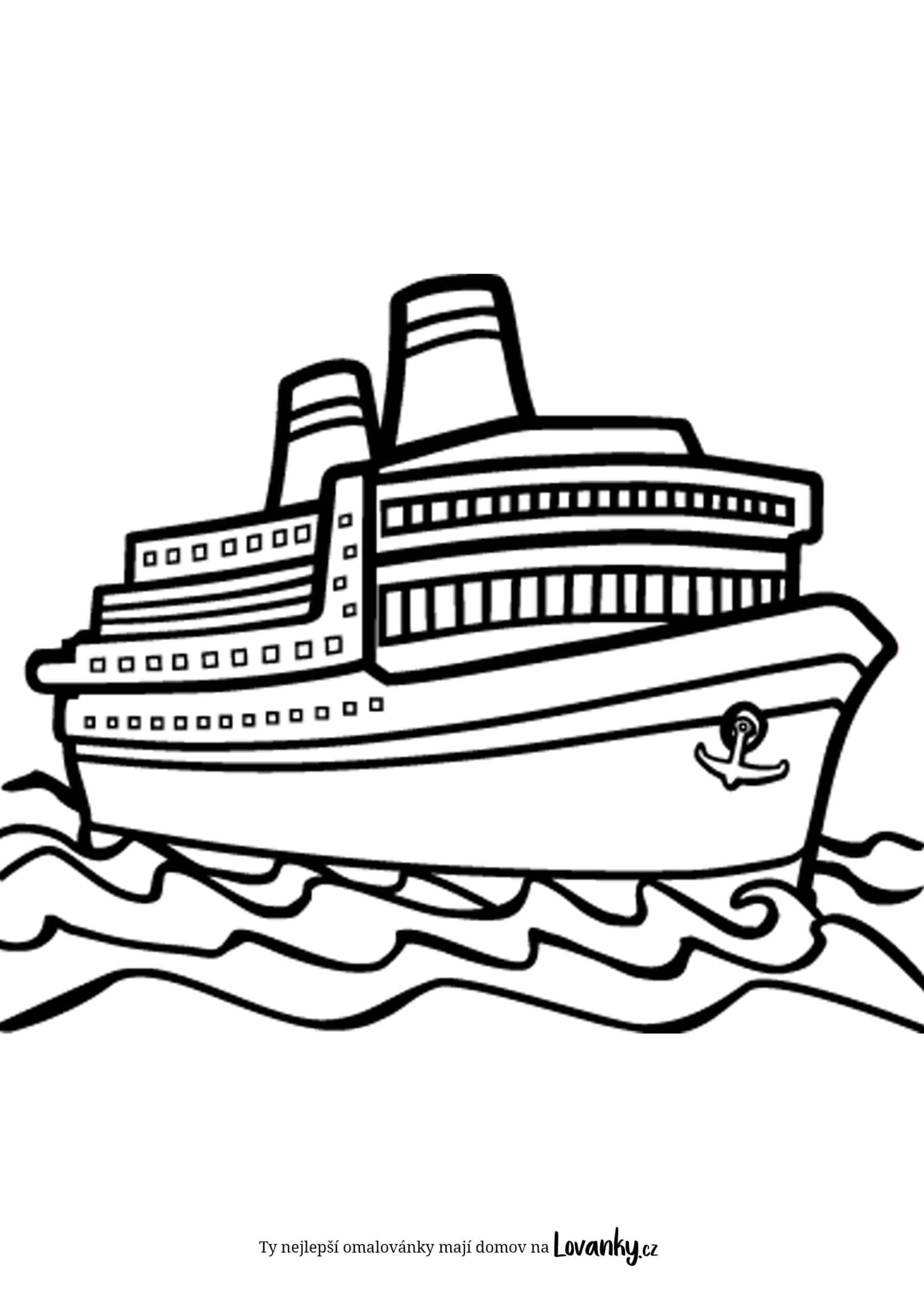 Zaoceanská loď zepředu omalovánky